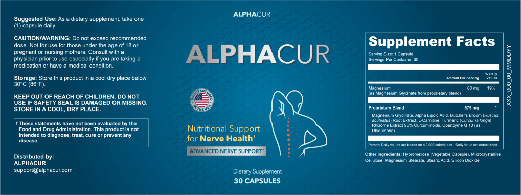 AlphaCur Supplement Facts Label